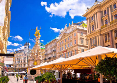 Historic architecture square in Vienna view, capital of Austria