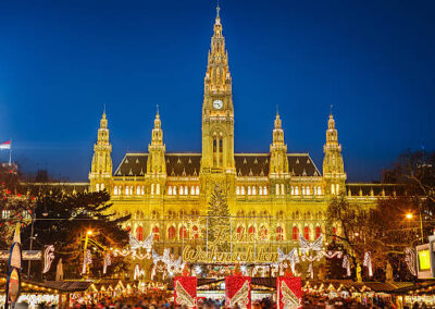 Rathaus and christmas market in Vienna, Austria